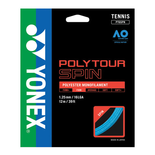 Set Cuerda Tenis POLY TOUR SPIN 1.25 / 16L Azul YONEX