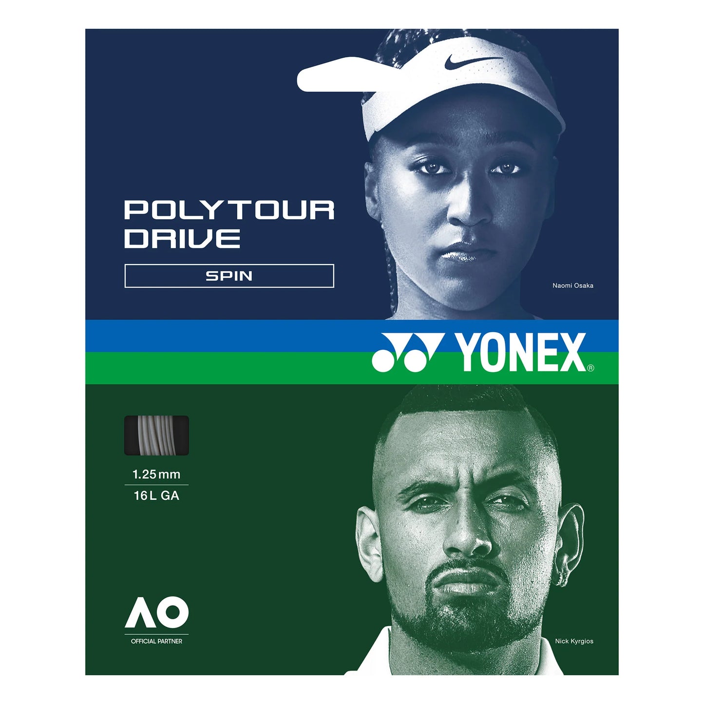 Set Cuerda Tenis POLY TOUR DRIVE 1.25 / 16L Plata YONEX